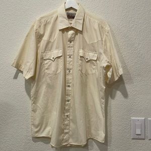 Authentic Western brand pearl snap shirt pale light yellow size 17